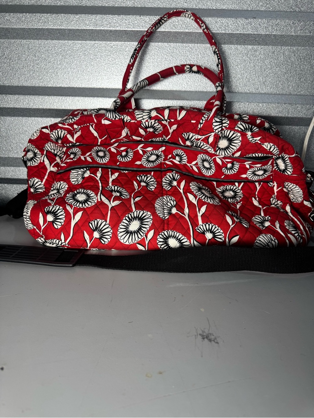 Vera Bradley Red Floral Quilted Travel Bag